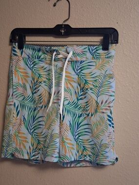 art class Tropical Leaf Blue Swim Trunks Boys 8 260798